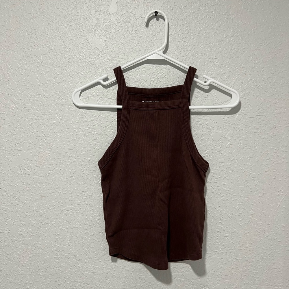 Abercrombie high neck comfy tank top shirt like new brown!